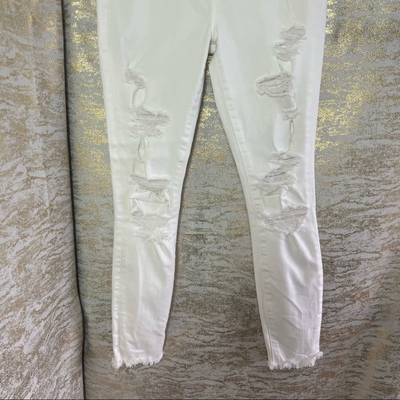ABERCROMBIE & Fitch White Super Skinny Low Rise Ripped Jeans Size 26 - Picture 5 of 14